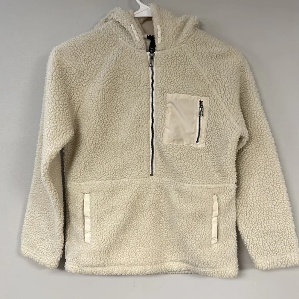 Art Class, Med -8/10, Super Soft Sherpa Fleece Jacket, half Zip, hooded, pockets